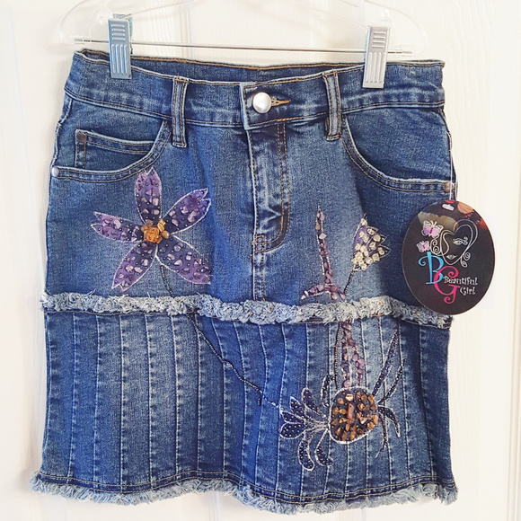 GIRLS Denim SKIRT EMBELLISHED NWT Beautiful Girl - Picture 1 of 3